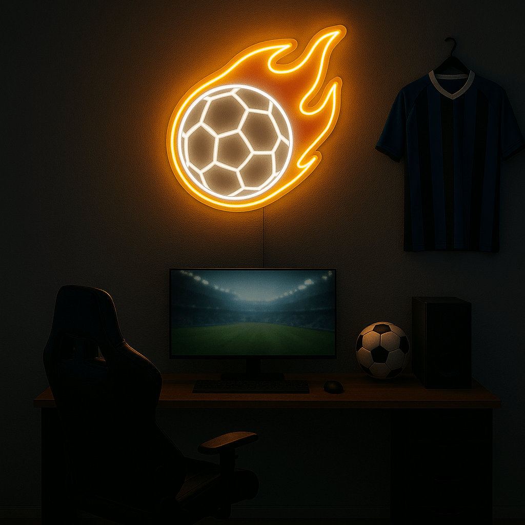 Neon Schild – Fußball mit Flamme - Signio Technology Enterprise